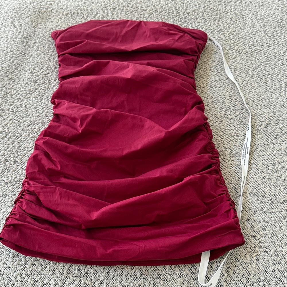 Brand New Lucy In The Sky Red ruched mini dress size medium